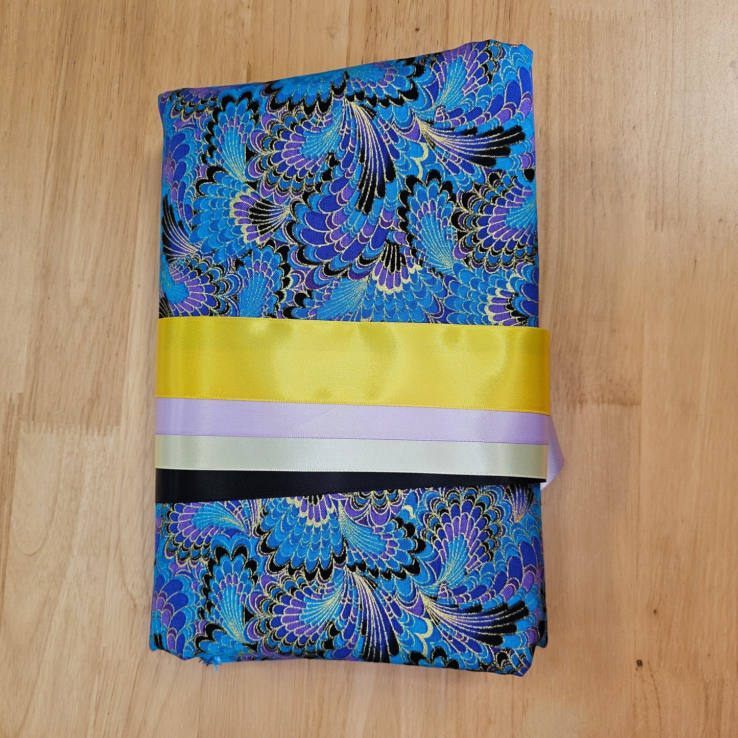 Ribbon Skirt Kits - Metallic Feathers - Blue