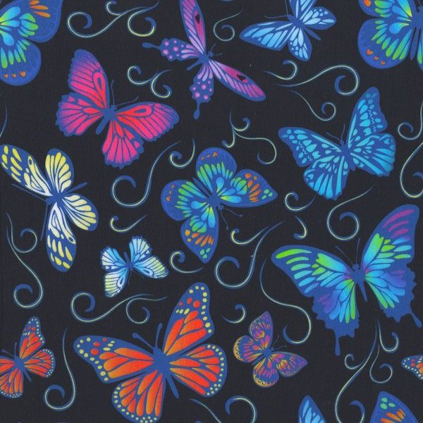 Butterflies Black Multi Colour