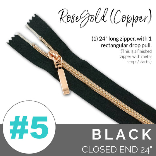 24" Closed end Zipper - Rose Gold/Copper