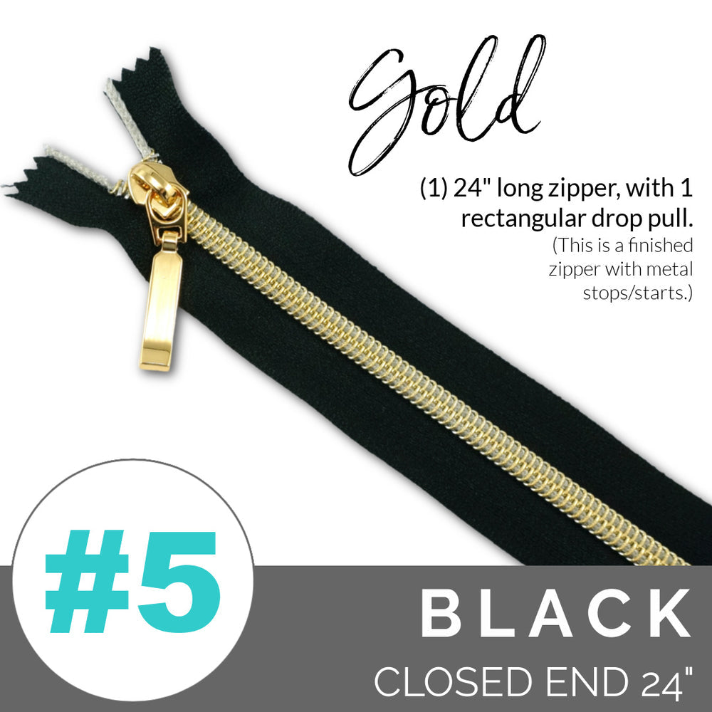 24" Closed end Zipper - Gold