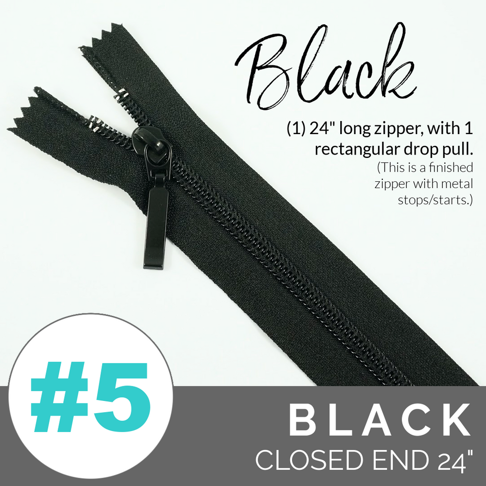 24" Closed end Zipper - Black