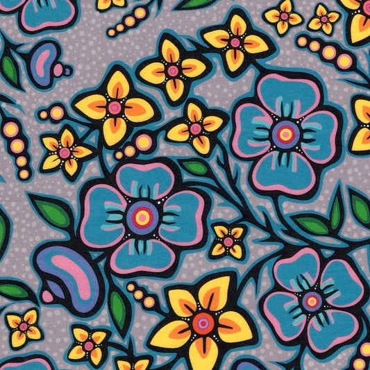 Jackie Traverse Ojibway Florals - Grey