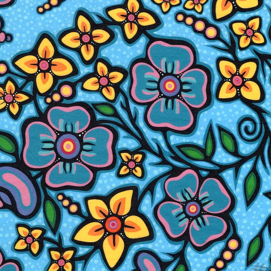 Jackie Traverse Ojibway Florals - Turquoise