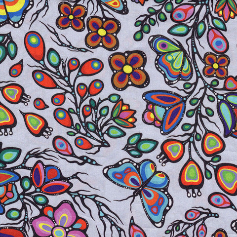 Jackie Traverse Ojibway Florals: Butterfly - Silver