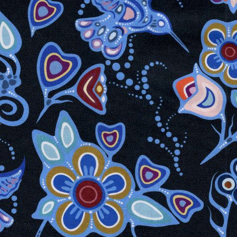 Jackie Traverse Ojibway Florals: Hummingbird - Black