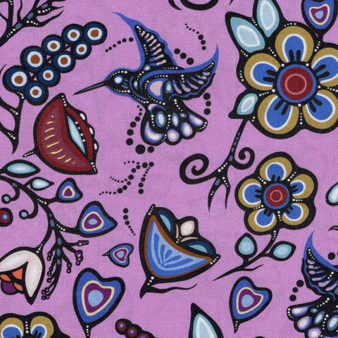 Jackie Traverse Ojibway Florals: Hummingbird - Lavender