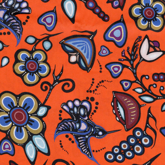 Jackie Traverse Ojibway Florals: Hummingbird - Orange