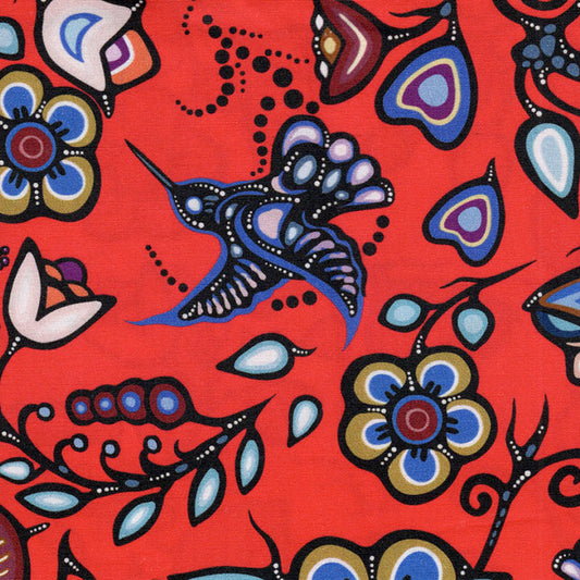 Jackie Traverse Ojibway Florals: Hummingbird - Red