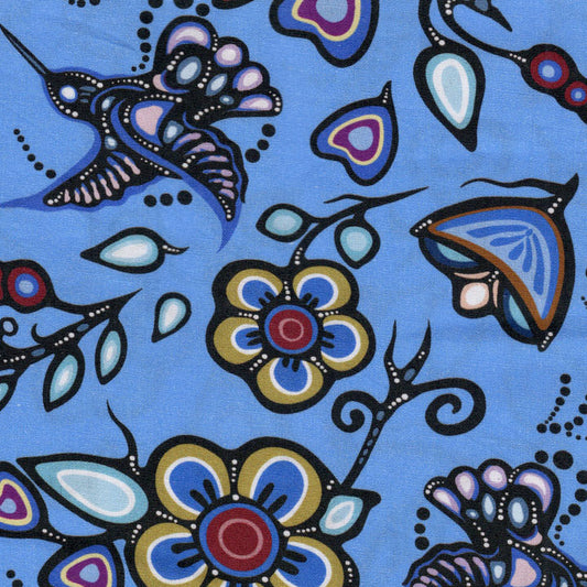 Jackie Traverse Ojibway Florals: Hummingbird - Sky