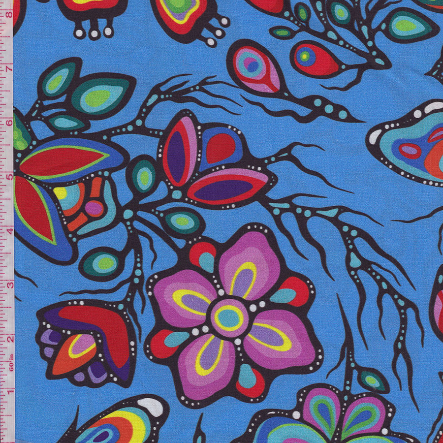 Jackie Traverse Ojibway: Florals 7 - Turq.