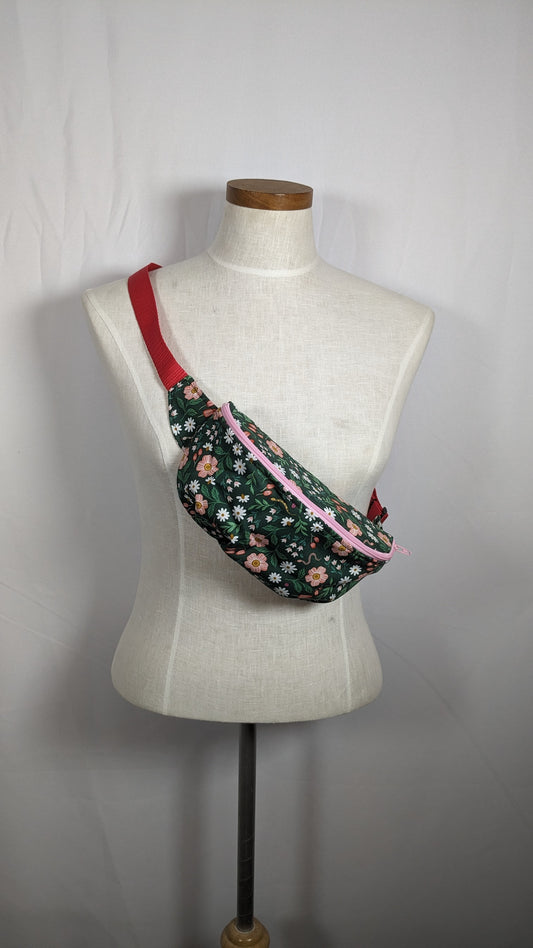 Fanny Pack Floral and Snakes Green