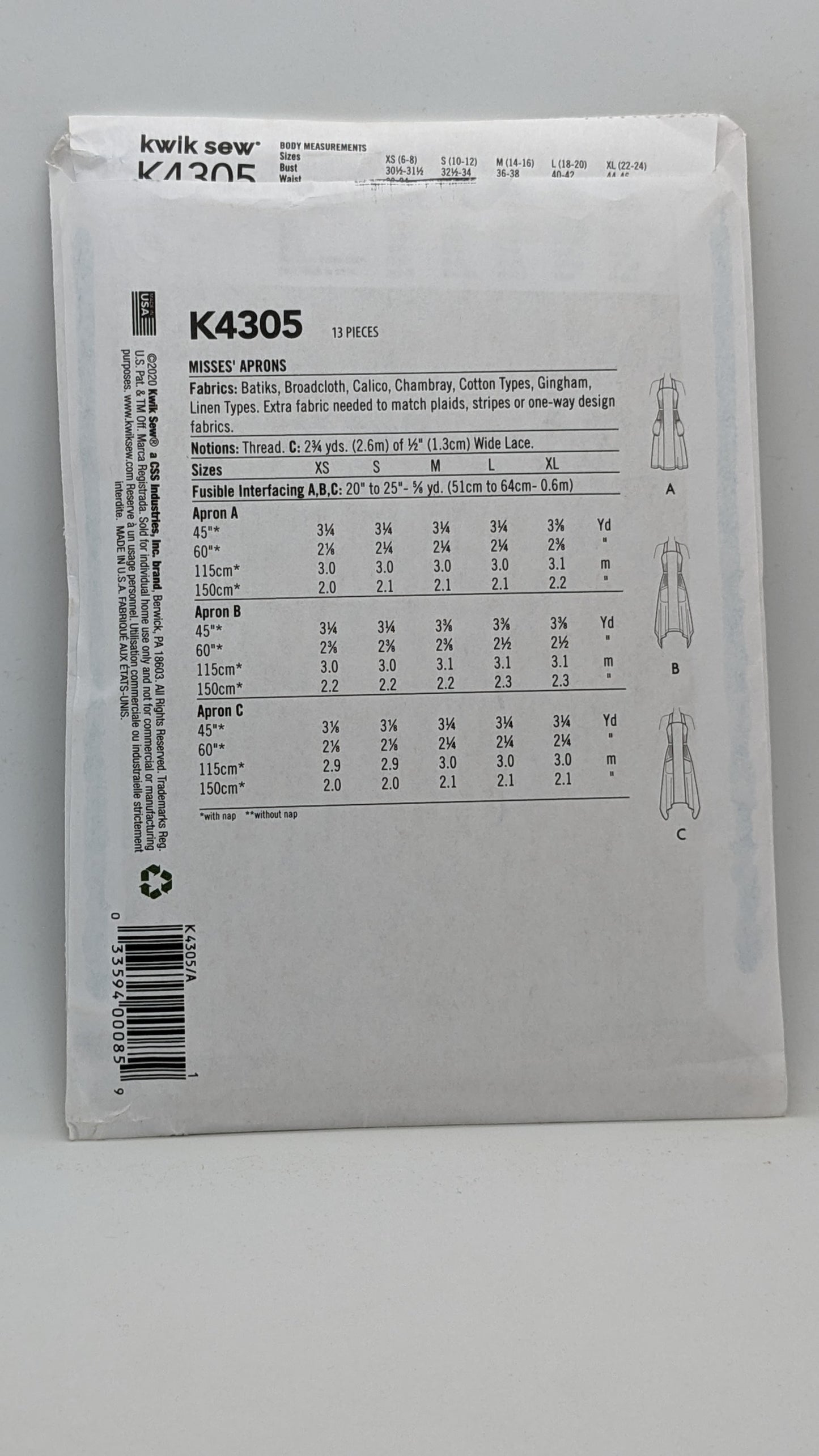 K4305 - Misses' Aprons