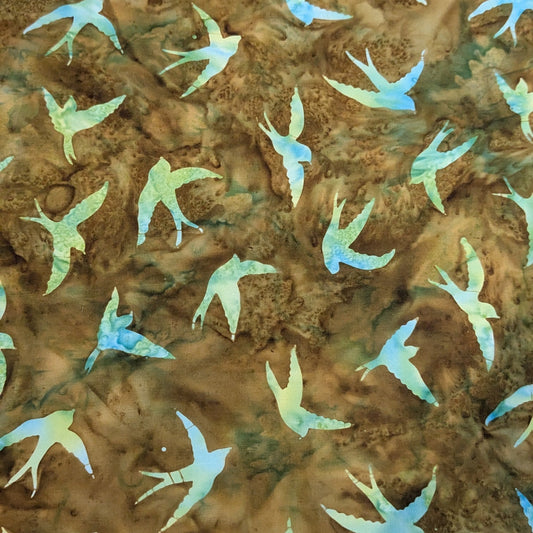 Swallows Batik - Aqua/Moss - Remnant