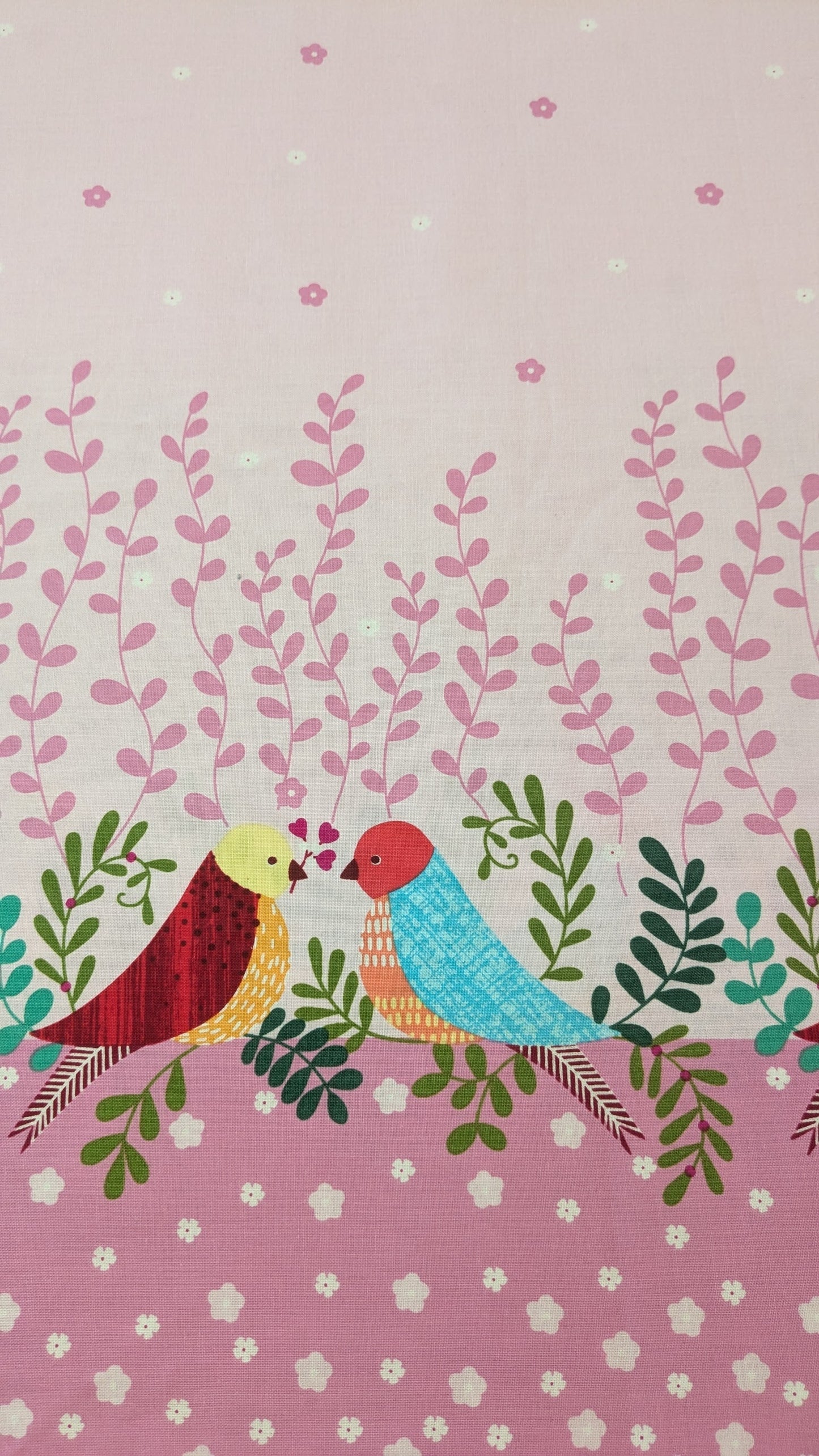 Spring Birds Border - Pink - Remnant