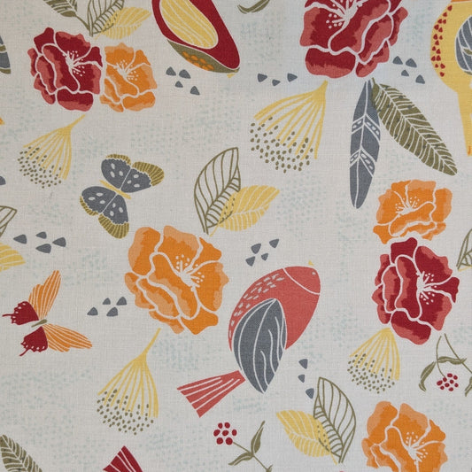 Flowers & Butterflies - White - Remnant