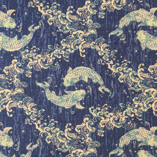 Koi Fish Waves - Blue - Remnant